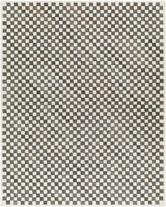 Halen Checkered Wool Blend Rug, Taupe