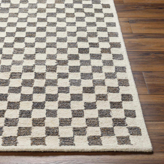 Halen Checkered Wool Blend Rug, Taupe