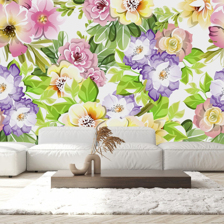 Voguish Modern Summer Flowers Wallpaper