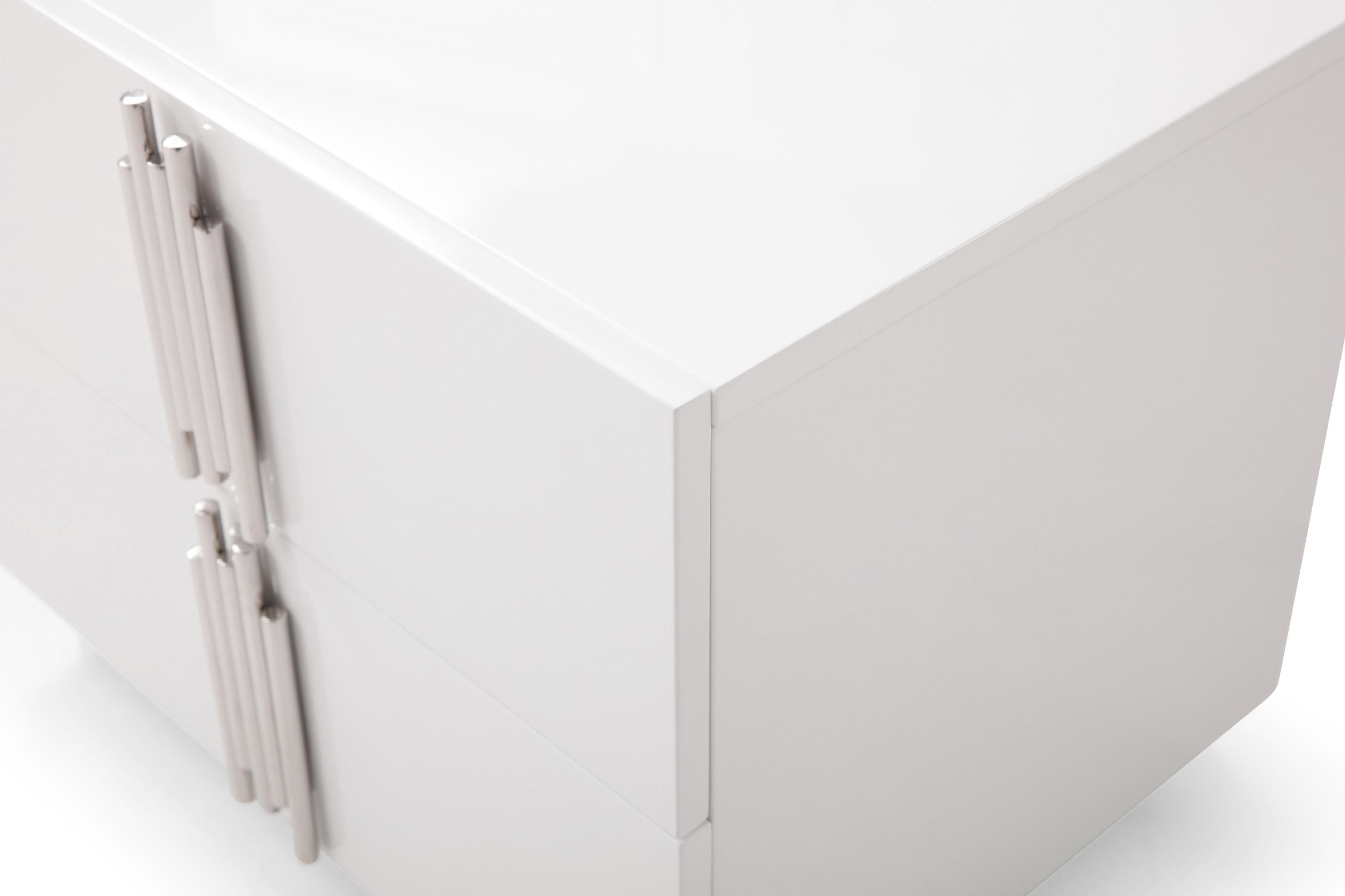 Eastern King Modrest Token - Modern White & Stainless Steel Bedroom Set