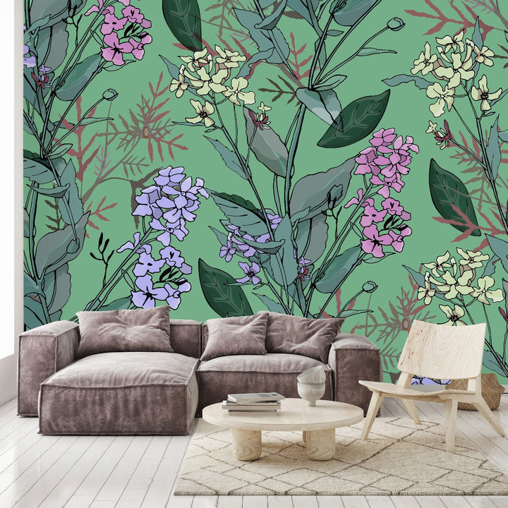 Green Floral Plants Wallpaper