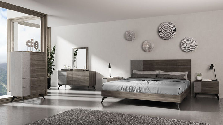 Queen Nova Domus Palermo Italian Modern Faux Concrete & Grey Bedroom Set