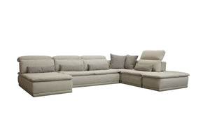 David Ferrari Panorama - Italian Modern Taupe Grey Fabric and Leather Modular Sectional Sofa