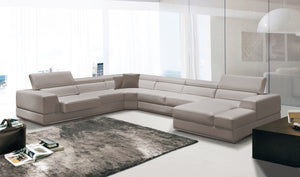 Divani Casa Pella - Modern Grey Italian Leather U Shaped Sectional Sofa