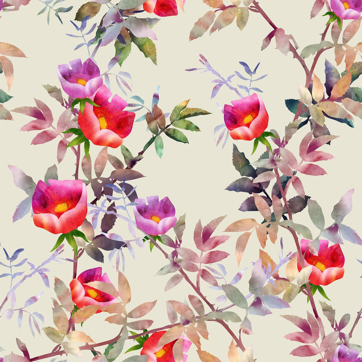 Stylish Beige Wallpaper with Flowers Vogue
