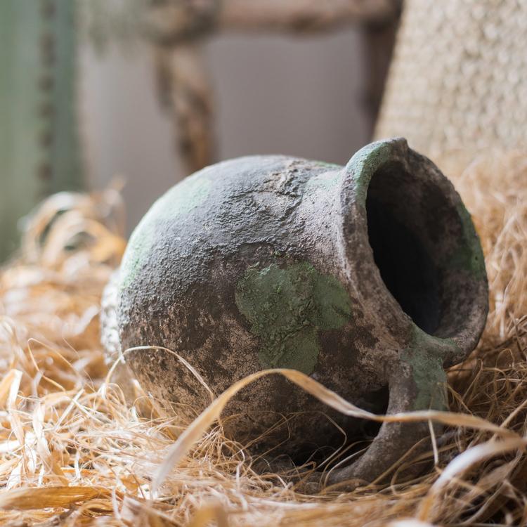 Pompeii Cement Floral Jar