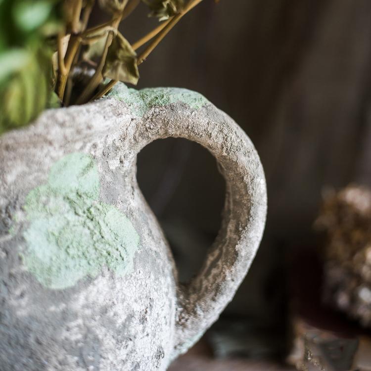 Pompeii Cement Floral Jar