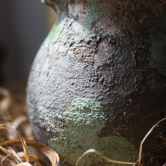 Pompeii Cement Floral Jar