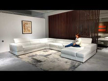 Load and play video in Gallery viewer, Divani Casa Pella - Modern Grey Italian Leather U Shaped Sectional Sofa
