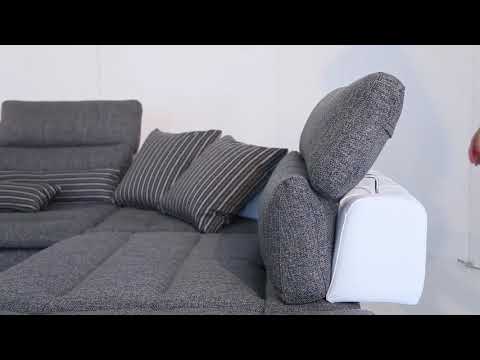 David Ferrari Panorama - Italian Modern Grey Fabric + White Leather Modular Sectional Sofa