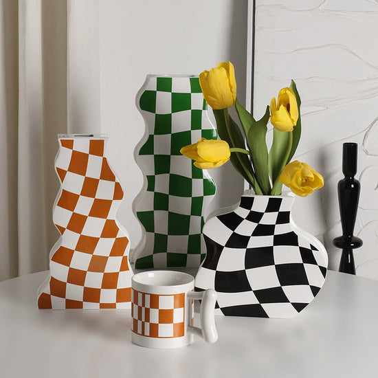 Checkerboard Ceramic Vase