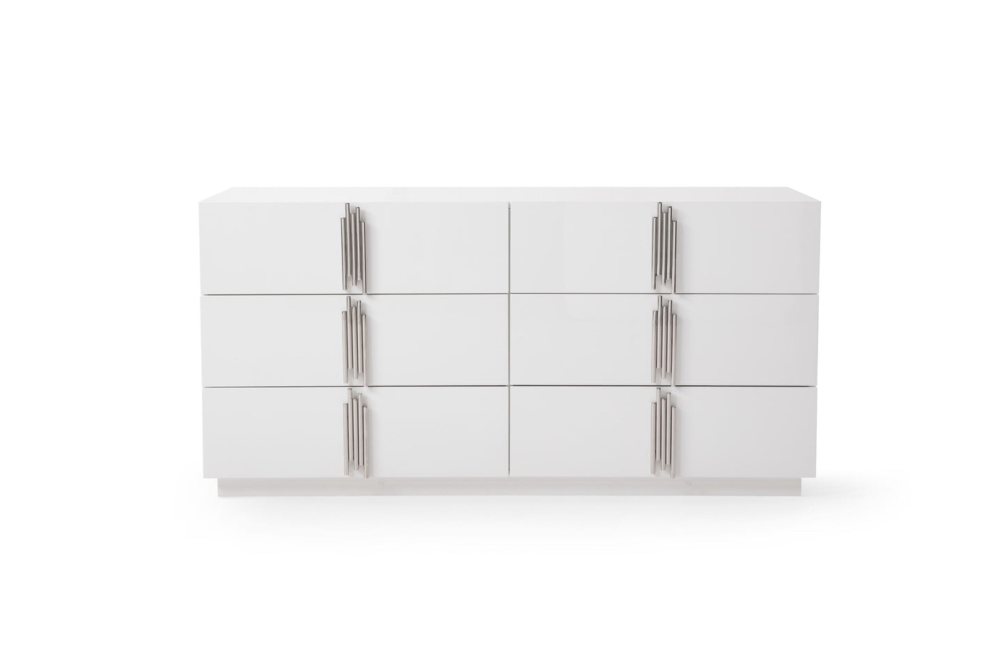 Queen Modrest Token - Modern White & Stainless Steel Bedroom Set