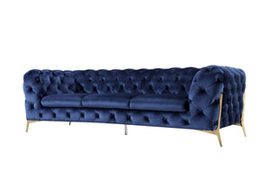 Divani Casa Quincey - Transitional Blue Velvet Sofa