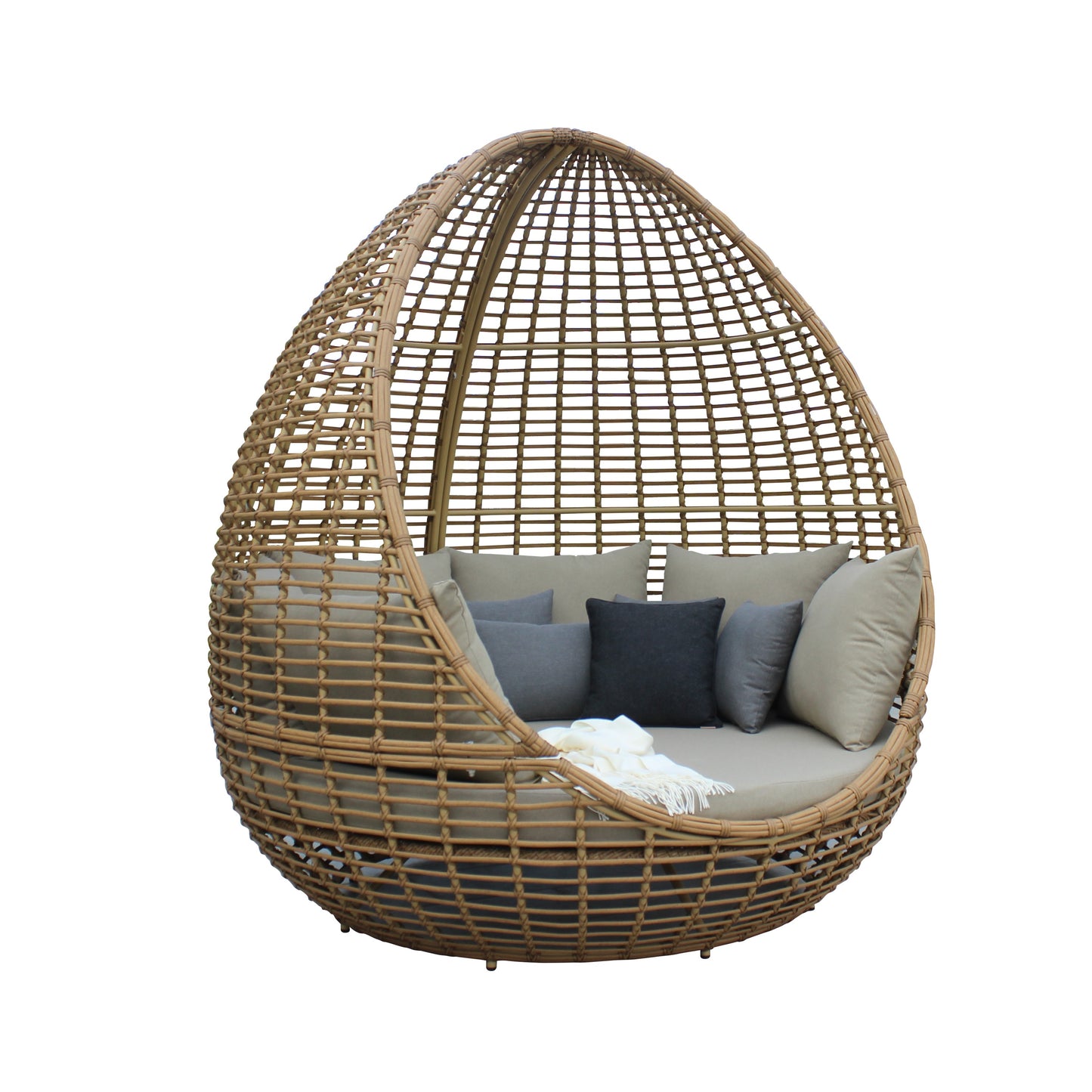 Renava Cocoon - Outdoor Beige + Wicker Lounge Bed