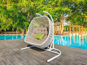 Renava San Juan Outdoor White & Beige Hanging Chair