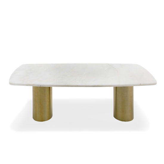 Modrest Rocky - Glam White Marble & Brush Gold Large Dining Table
