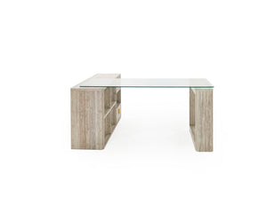 Nova Domus Roma - Modern Glass + Travertine Reversible Desk