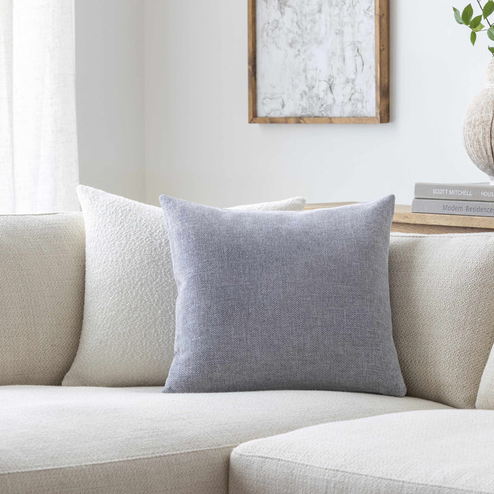 Reijo Linen Look Accent Pillow, Silver & Blue