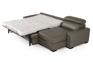 Estro Salotti Sacha - Modern Dark Grey Leather Reversible Sectional Sofa Bed with Storage