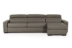 Estro Salotti Sacha - Modern Dark Grey Leather Reversible Sectional Sofa Bed with Storage