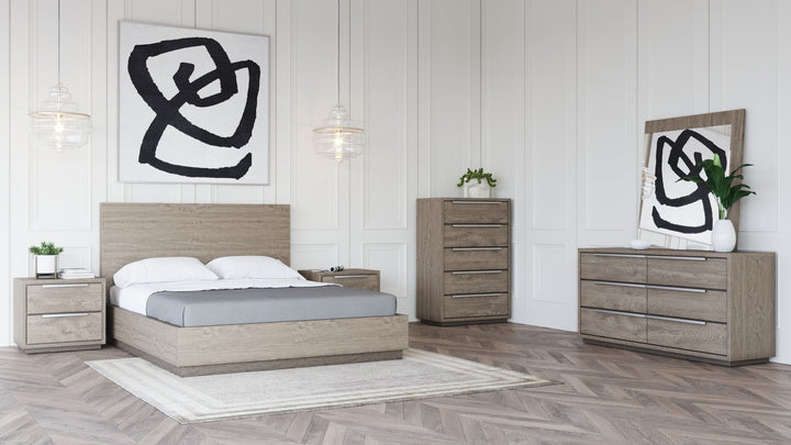 Queen Modrest Samson - Contemporary Grey & Silver Bedroom Set