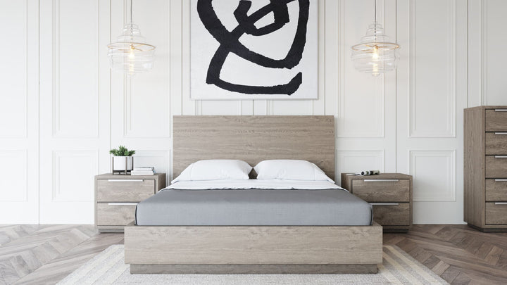 Queen Modrest Samson - Contemporary Grey & Silver Bedroom Set