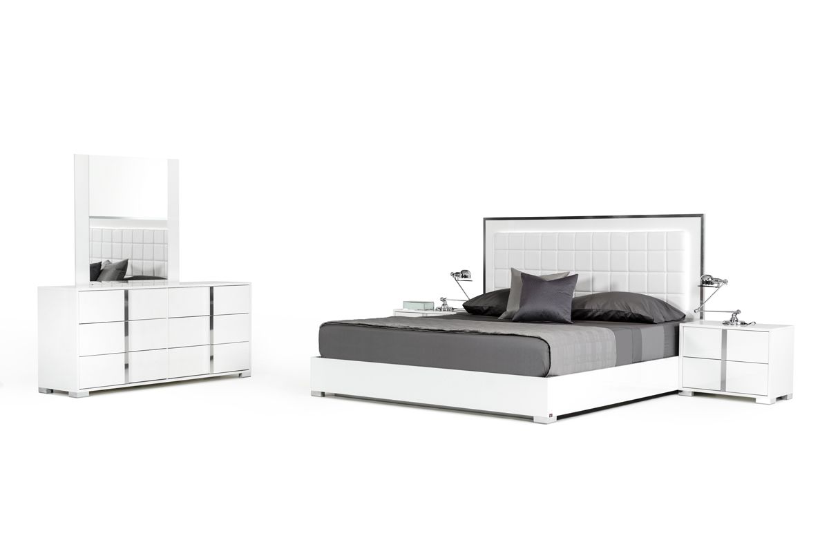 Queen Modrest San Marino Modern White Bed