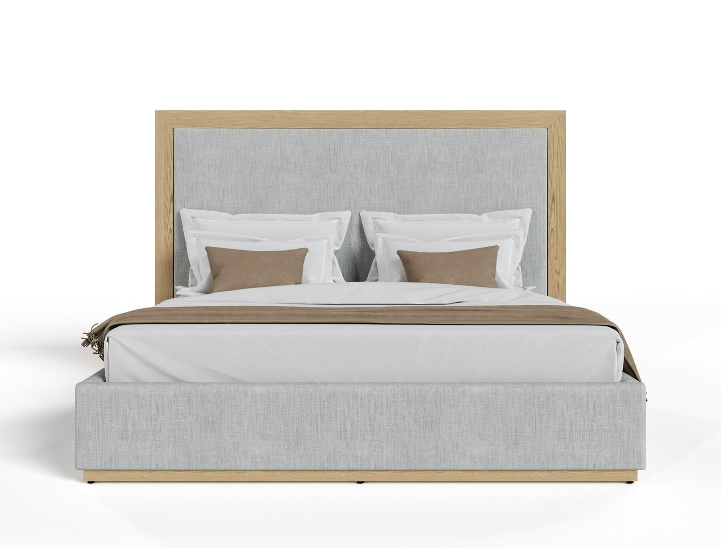 California King Nova Domus Santa Barbara - Modern Grey Fabric + Natural Bed