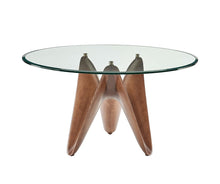 Load image into Gallery viewer, Modrest Seguin - Round Glass + Walnut Dining Table
