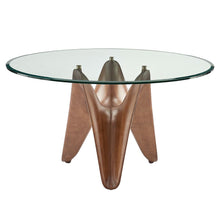 Load image into Gallery viewer, Modrest Seguin - Round Glass + Walnut Dining Table
