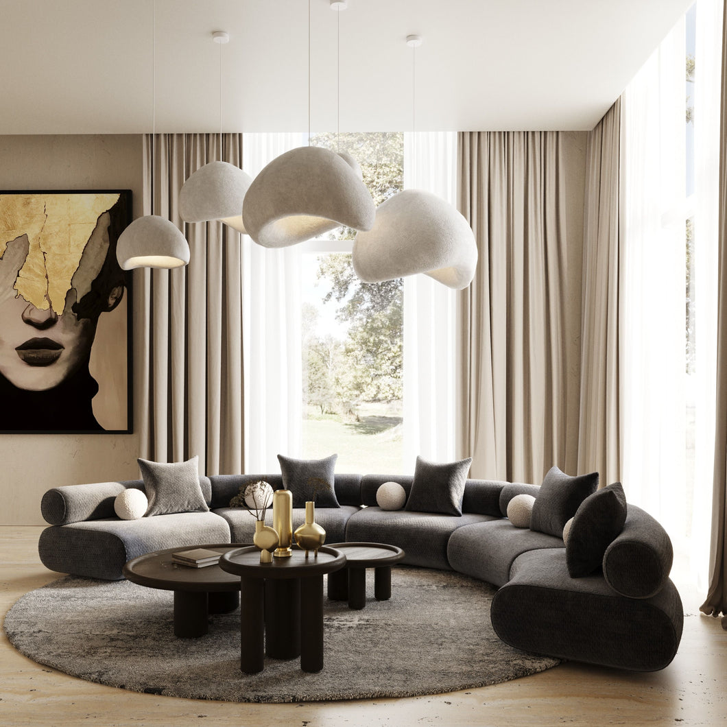 Divani Casa Simpson - Contemporary Dark Grey Fabric Curved Modular Sectional Sofa with Throw Pillows