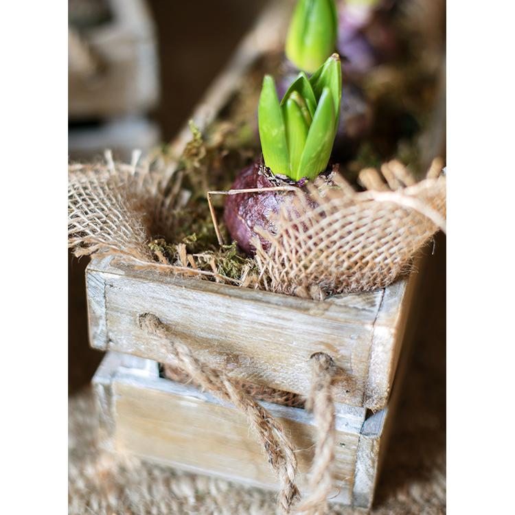 Solid Wood Crate Flat Long Crate With Rope Handles