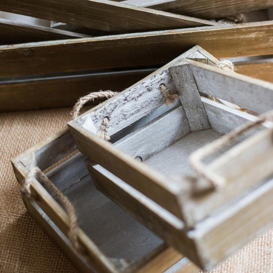 Solid Wood Crate With Rope Handles