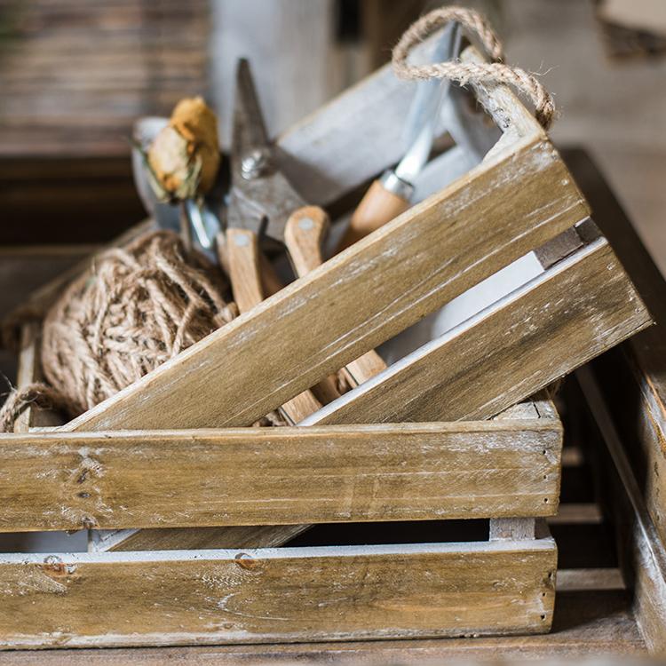 Solid Wood Crate With Rope Handles