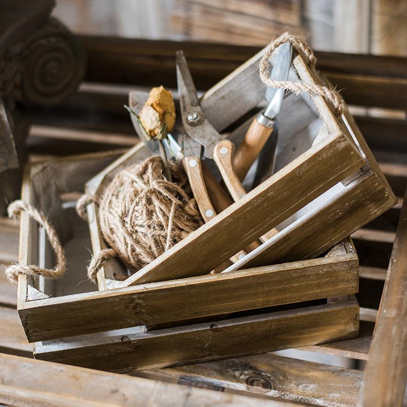 Solid Wood Crate With Rope Handles