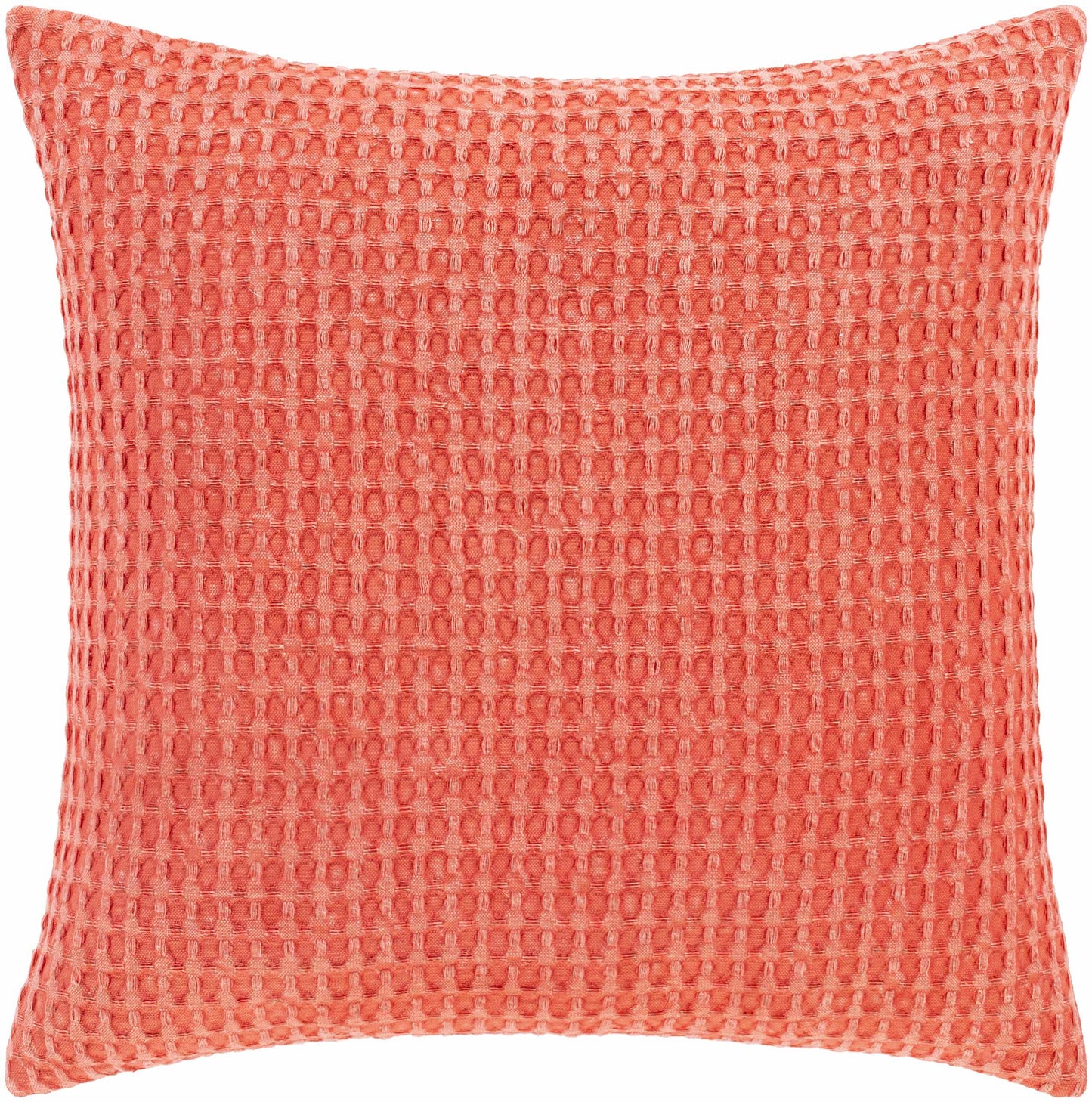 Solvang Textured Cotton Square Throw Pillow, Coral