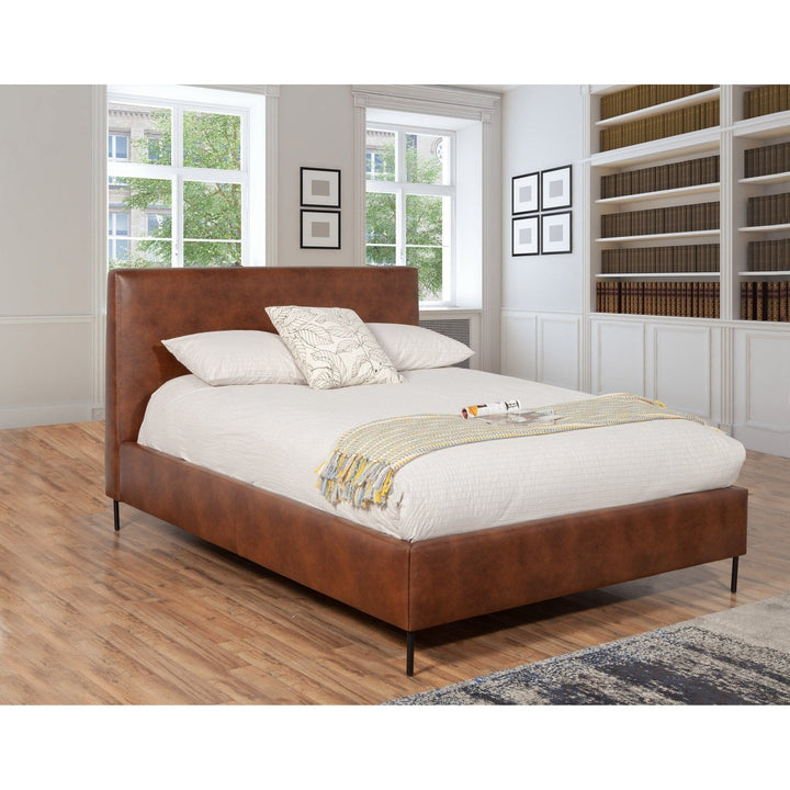 Sophia Faux Leather Platform Bed, Brown