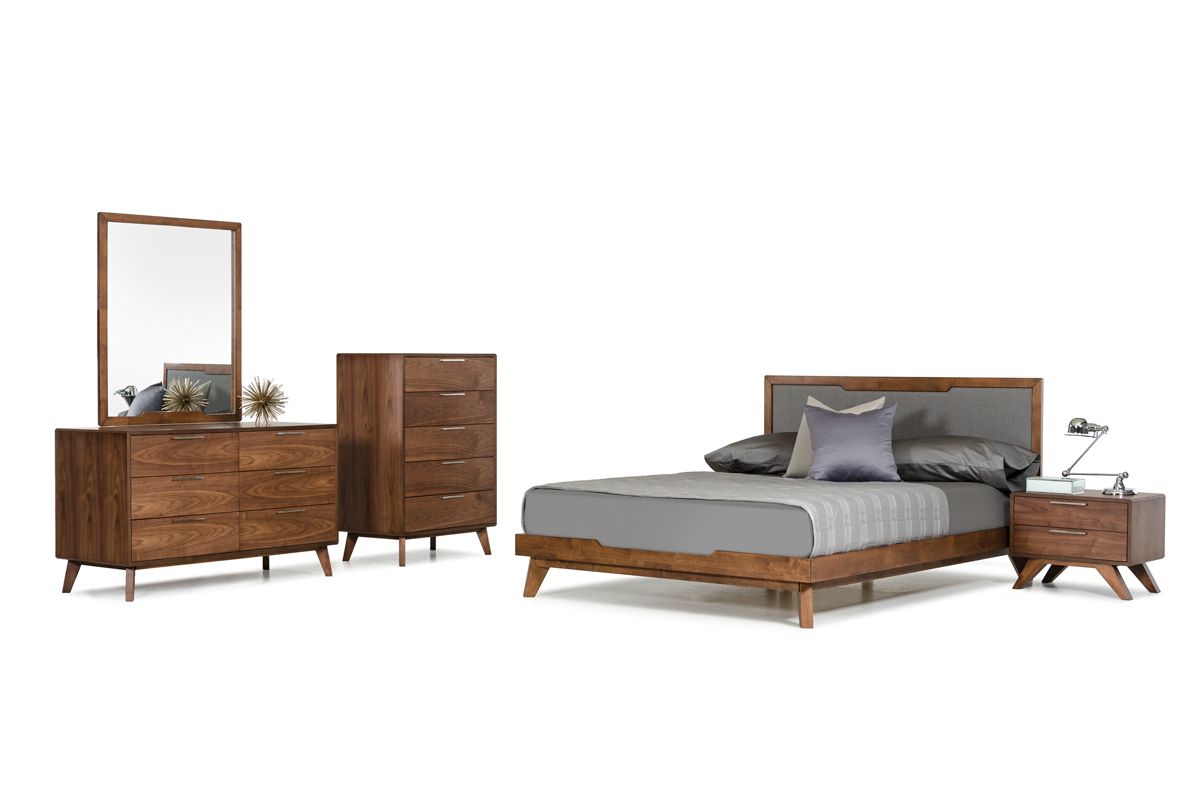 Queen Nova Domus Soria Modern Grey & Walnut Bed