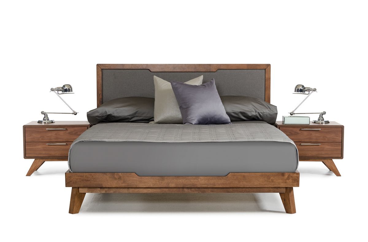 Queen Nova Domus Soria Modern Grey & Walnut Bed