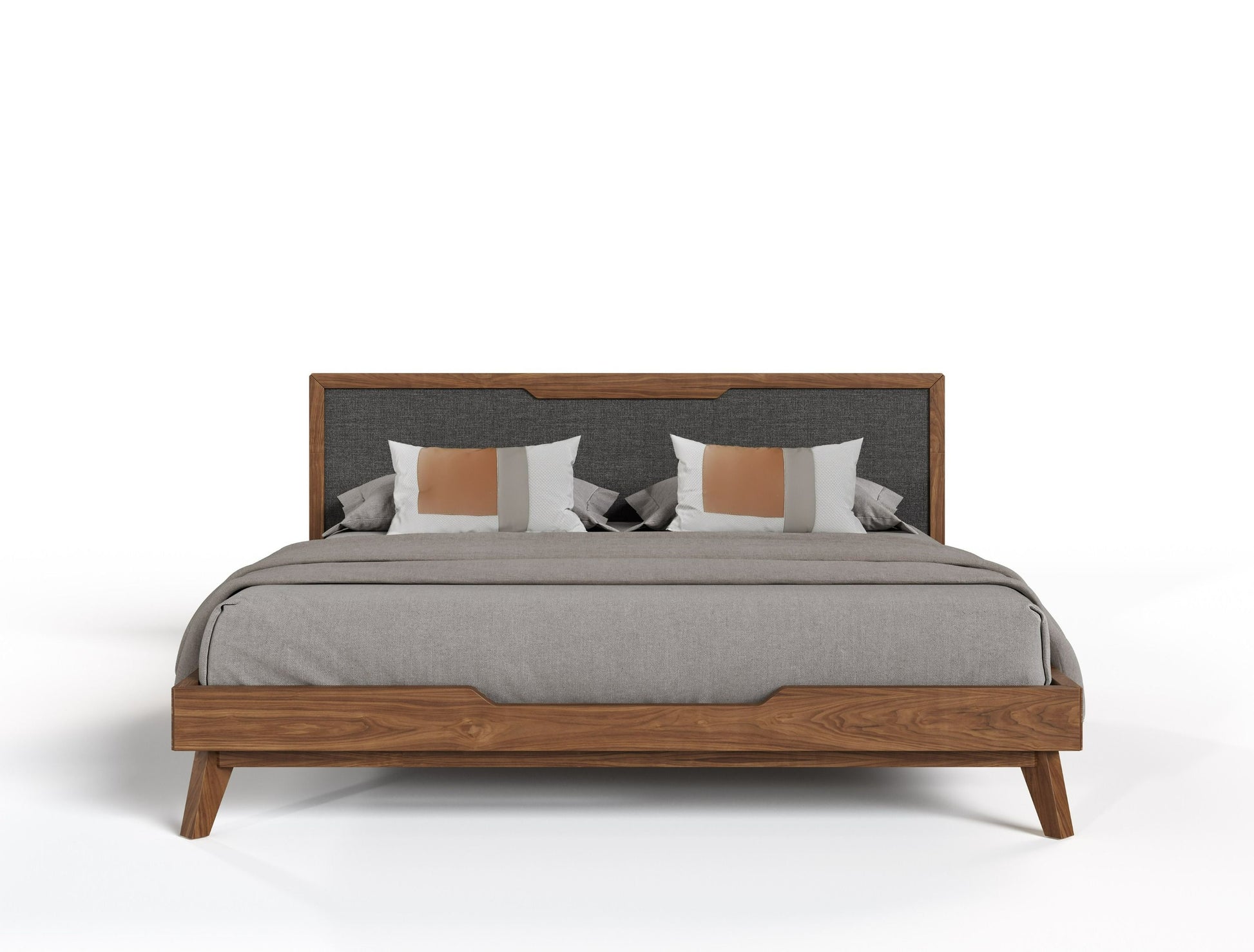 Queen Nova Domus Soria Modern Grey & Walnut Bed