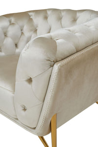 Divani Casa Stella - Transitional Beige Velvet Sofa