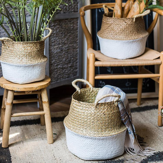 Straw Basket Pop Up Belly Basket