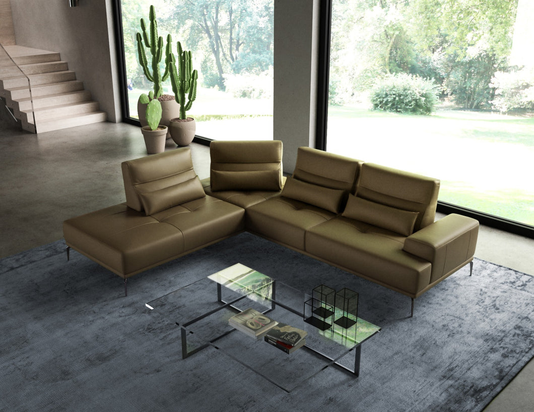 Coronelli Collezioni Sunset - Contemporary Italian Kiwi Leather Left Facing Sectional Sofa