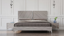 Load image into Gallery viewer, Eastern King Nova Domus Alexa Italian Modern Grey Bed + 2 Nightstands Set
