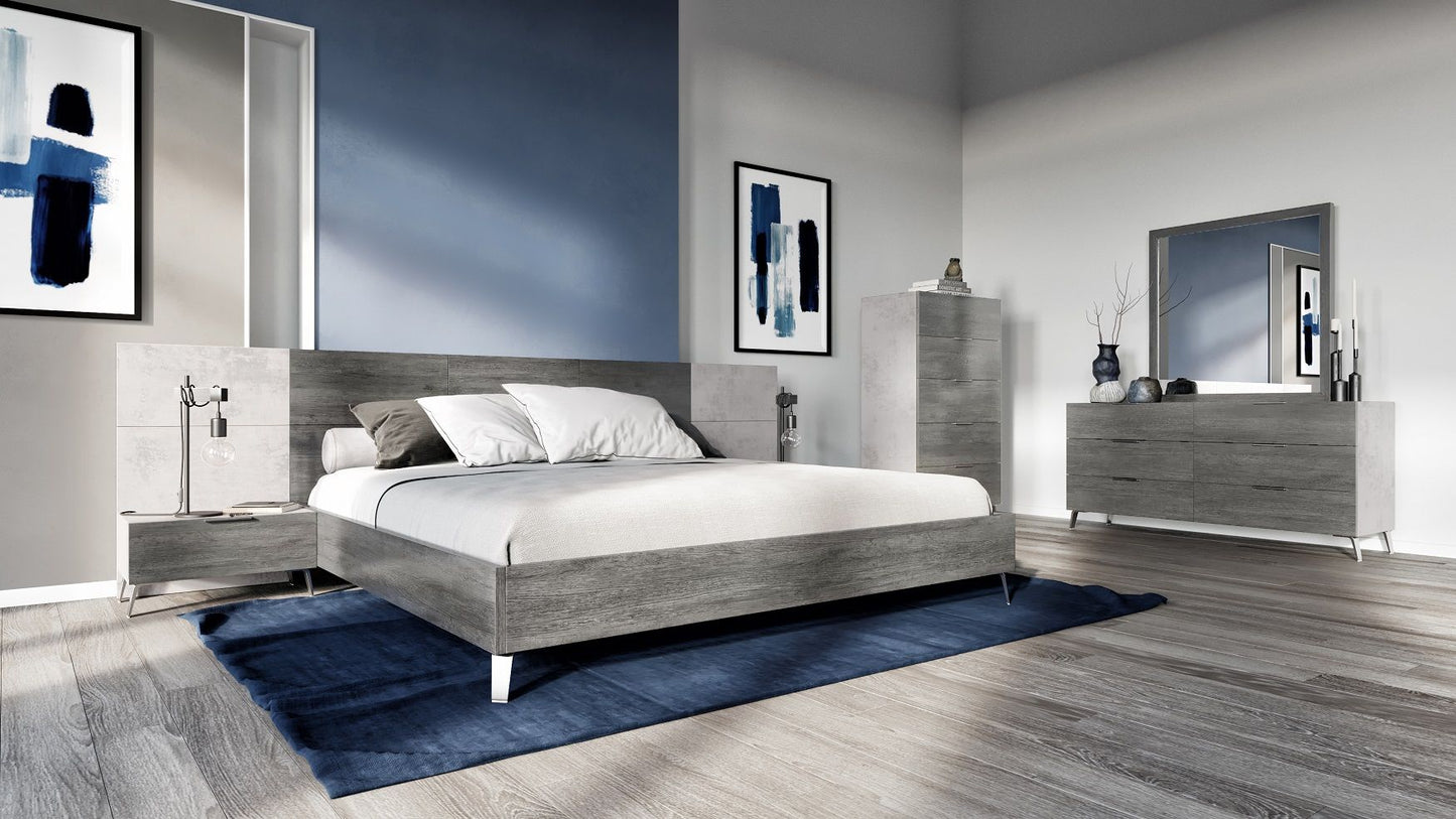 Queen Nova Domus Bronx Italian Modern Faux Concrete & Grey Bed