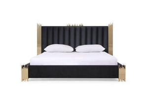 Modrest Token - Eastern King Modern Black + Gold Bed + Nightstands