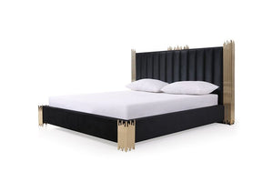 Modrest Token - Eastern King Modern Black + Gold Bed + Nightstands