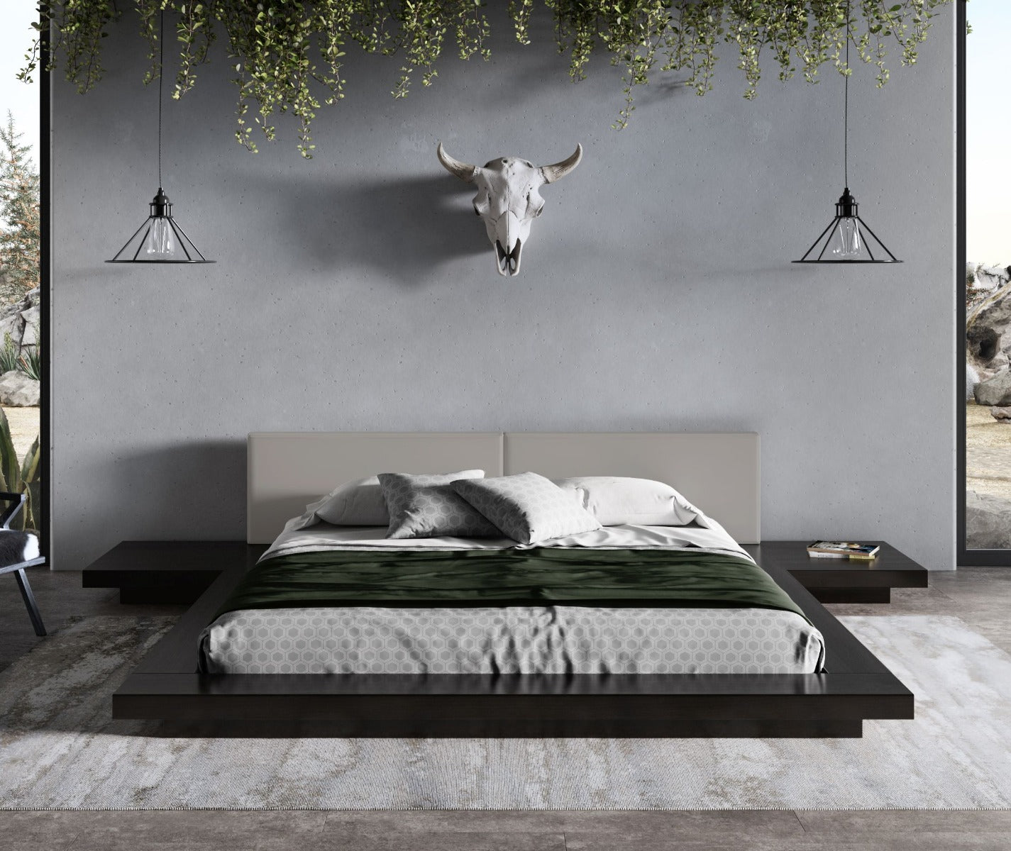 Modrest Tokyo - Contemporary Black and Grey Platform Bed