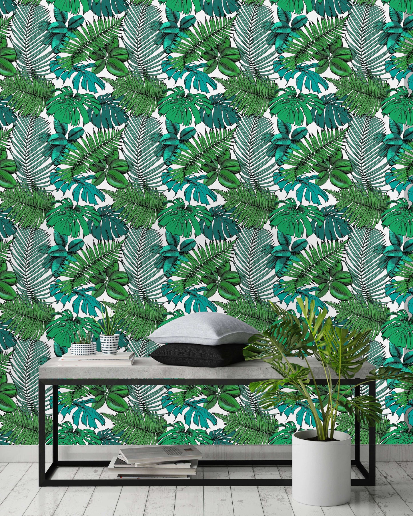 Tropical Leaves and Ferns Wallpaper