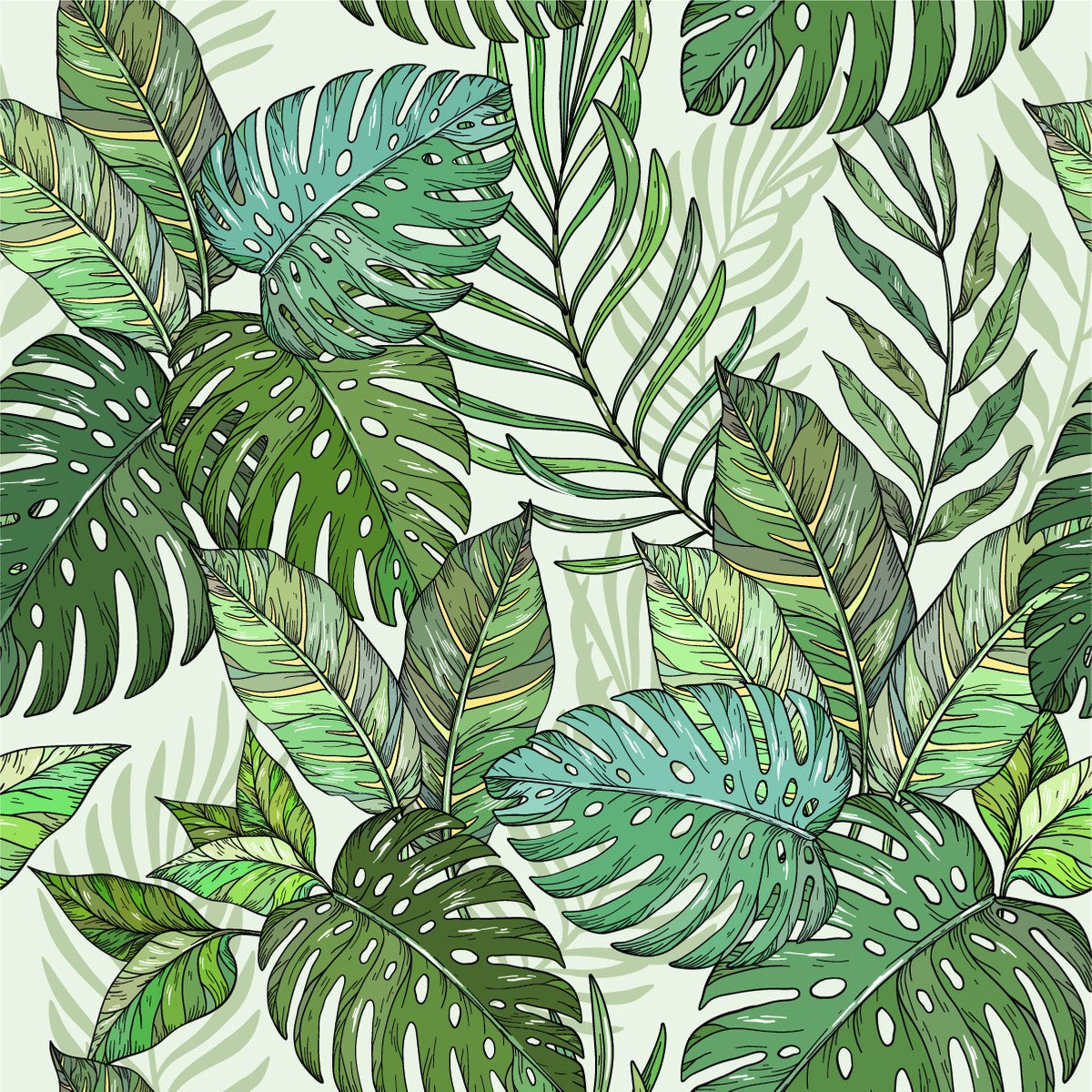 Green Painted Leaves Wallpaper